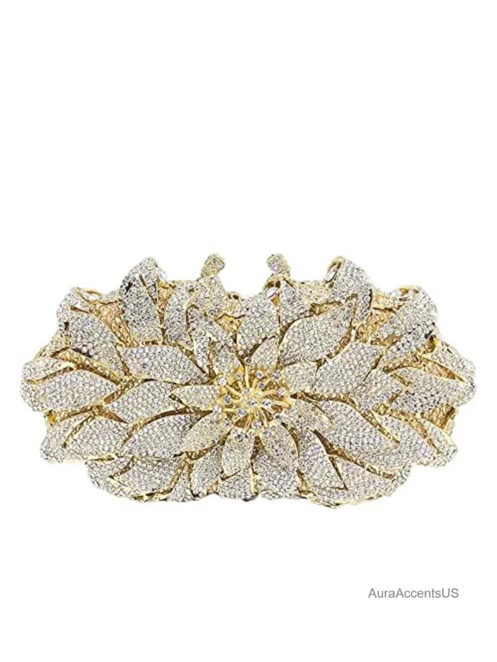 Flower Rhinestone Clutch Evening Bag Crystal Mini Purse Formal Party Wedding